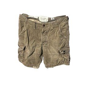Vintage Abercrombie & Fitch Men's Cargo Shorts 36 Distressed Pockets Button Fly